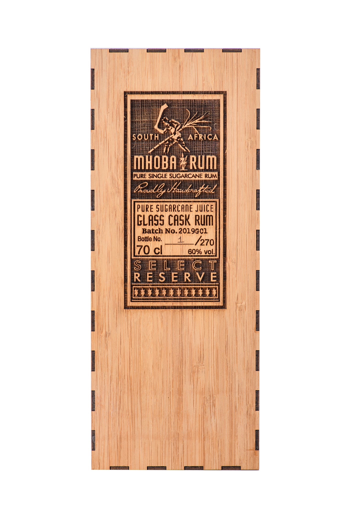 MHOBA Select Reserve Glass Cask Rum 750ml 60% ABV with Bamboo Box