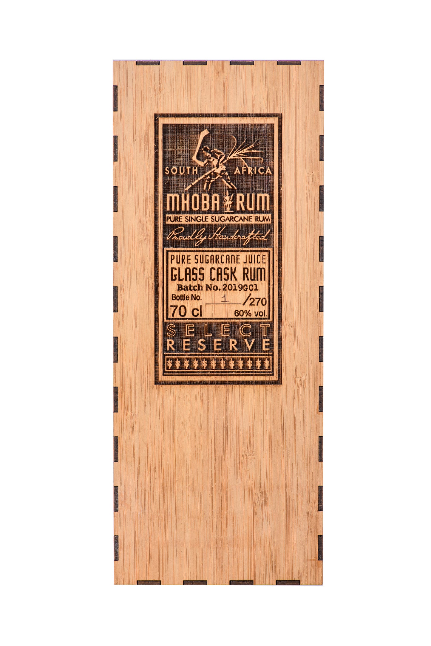 MHOBA Select Reserve Glass Cask Rum 750ml 59% ABV with Bamboo Box