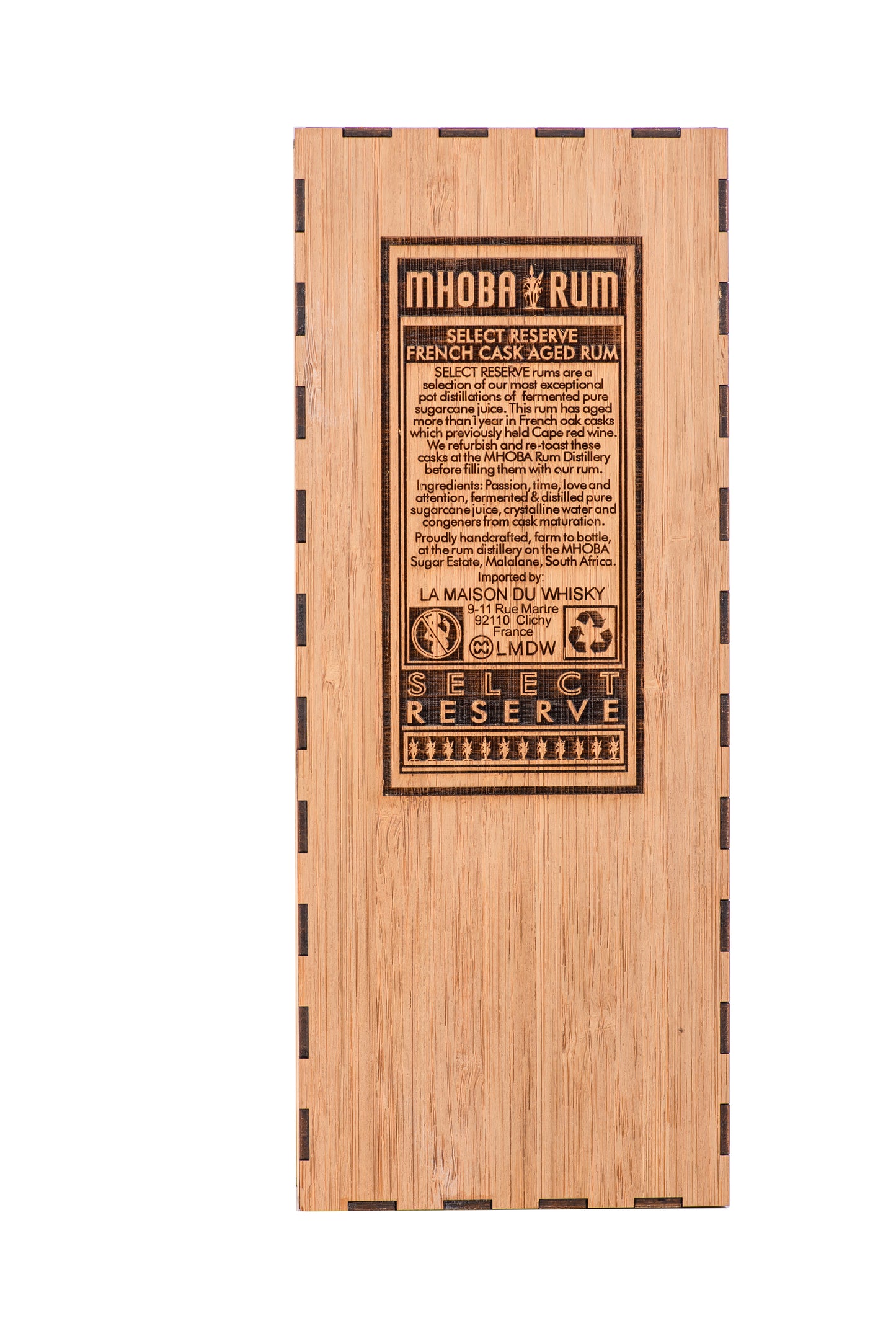 MHOBA Select Reserve French Cask 750ml 65% ABV with Bamboo Box
